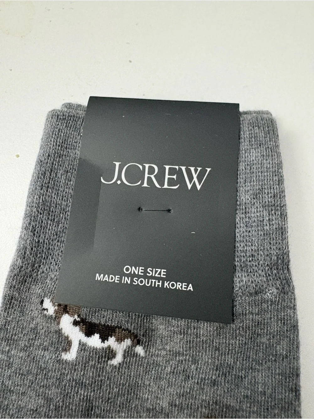 J. Crew Gray Crew Socks with Dog Accent